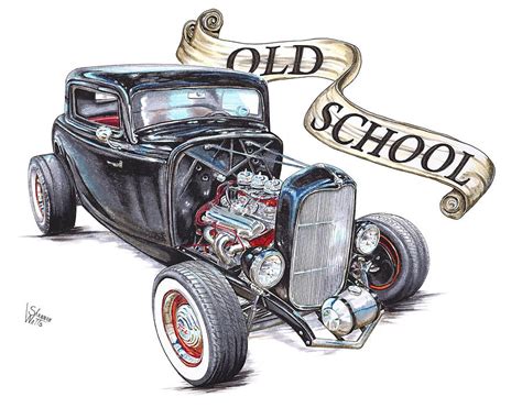 Old School 32 Ford Drawing By Shannon Watts Fine Art America