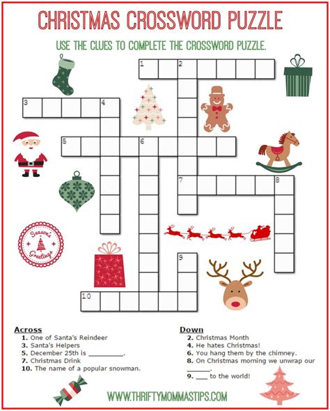 printable christmas crossword puzzles  answers printable