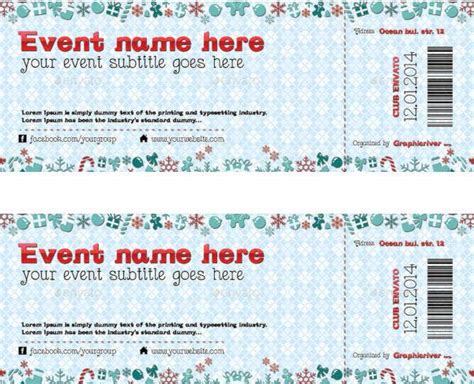 printable christmas ticket template  printable templates