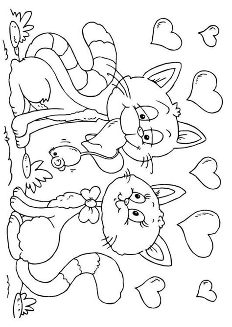 image detail  coloring page valentine cats img  valentine