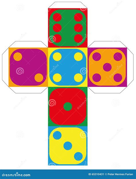 dice template colorful  sided stock vector illustration