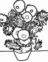 Gogh Van Coloring Vincent Sunflowers Pages Starry Night Getcolorings Sunflower Colour Getdrawings Drawing Kids sketch template