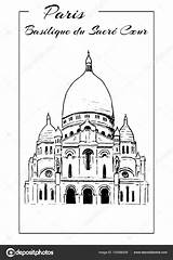 Basilica Coeur Sacre Montmartre Illustration Paris Sketch Stock Vector Draw Style Drawing Gmail Mary Depositphotos sketch template