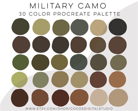 military camo procreate color palette army camouflage swatches
