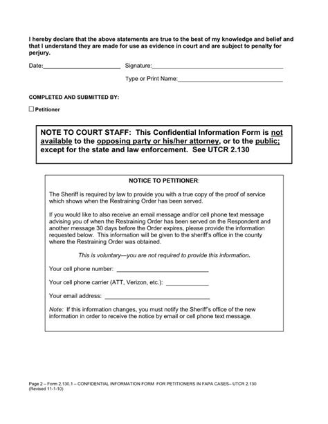 restraining order notice fill  printable  forms