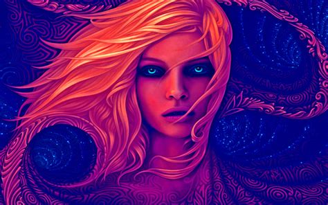 Download Wallpapers Art Fantasy Woman Portrait Blue Eyes For Desktop