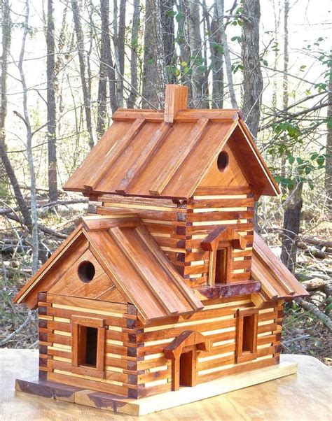 huge cedar log cabin birdhouse condo