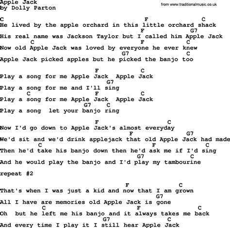 dolly parton song apple jack lyrics  chords