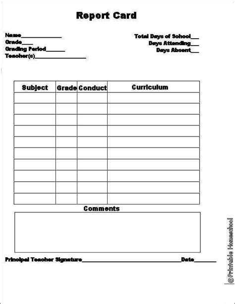 homeschool  grade report card template cards design templates