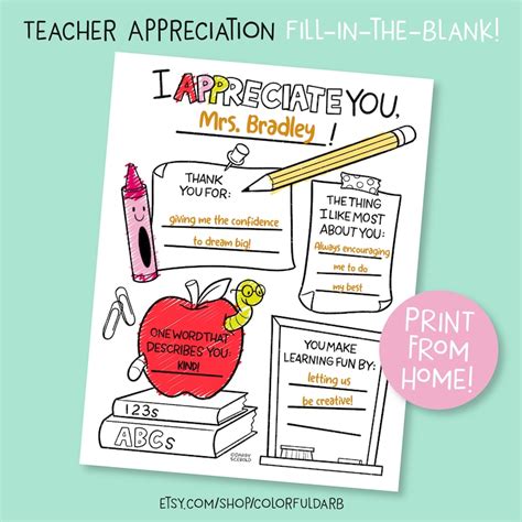 teacher appreciation fill   blank etsy