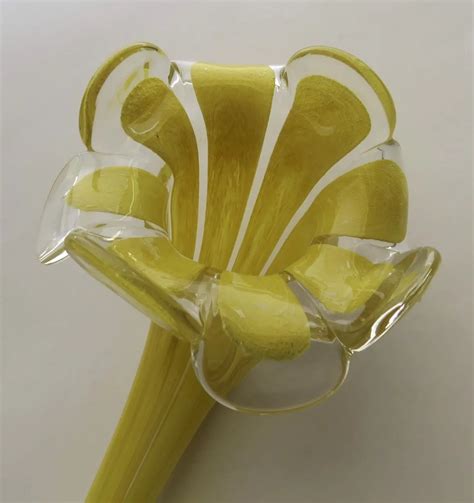 Large Hand Blown Glass Flower 20 Yellow Black Tulip