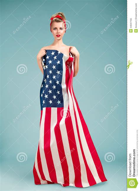 pinup girl with american flag stock image image of person lady 44047155