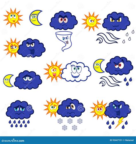 cartoon weather symbols stock vector illustration  prediction