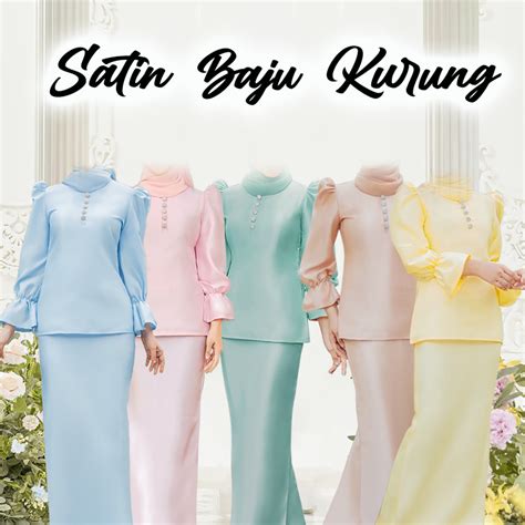 Baju Kurung Moden Baju Raya 2024plain Premium Satin Baju Ironless