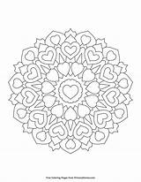 Coloring Mandala Heart Primarygames Pages Valentine sketch template