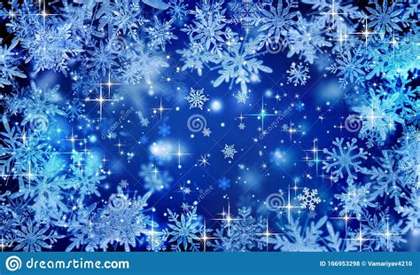 blue festive winter background christmas glitter snowflakes falling