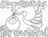 Coloring Baby Shower Pages Kids Printable Congratulations Color Printables Boy Card Sheets Clipart Cards Print Doodle Book Stork Getcolorings Gender sketch template