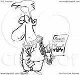 Contract Chained Businessman Royalty Outline Illustration Cartoon Toonaday Rf Clip Leishman Ron sketch template