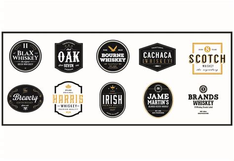 whiskey brand label collection  vectors