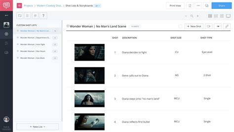 advanced  shot list template making  camera shotlist