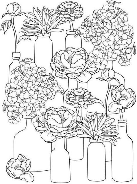 spring coloring pages printable  adults blooming flowers