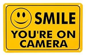 amazoncom smile youre  camera sign home cctv surveillance security