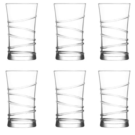 6 Piece Ring Highball Cocktail Tumbler Glasses 350ml Pack Drinking