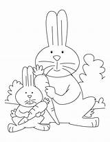 Rabbit Coloring Pages Carrot Bunny Eating Carrots Kit Mother Color Kids Rabbits Little Getcolorings Info sketch template