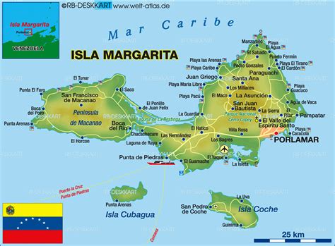Map Of Margarita Island In Venezuela Welt Atlas De
