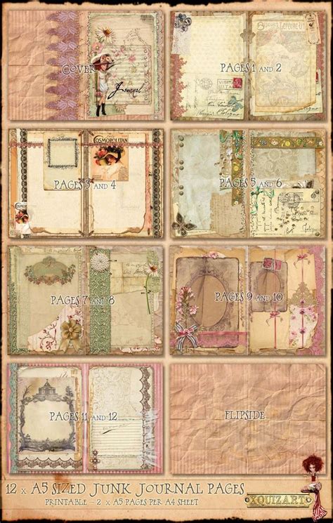 printable junk journal pages  freeprintabletmcom