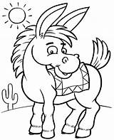 Coloring Donkey Print Animals Pages Color Mexican sketch template