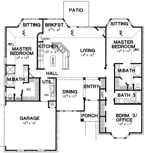 double master bedroom house plan  st floor master suite cad  corner lot