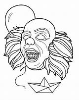 Pennywise Clown Payaso Creepy Xcolorings sketch template