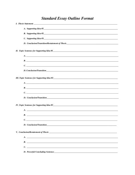 printable essay outline template printable templates