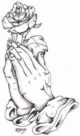 Hands Praying Prayer Drawing Tattoo Hand Rose Coloring Clipart Drawings Roses Jesus Tattoos Line Pages Cholo Designs Draw Fish Stone sketch template