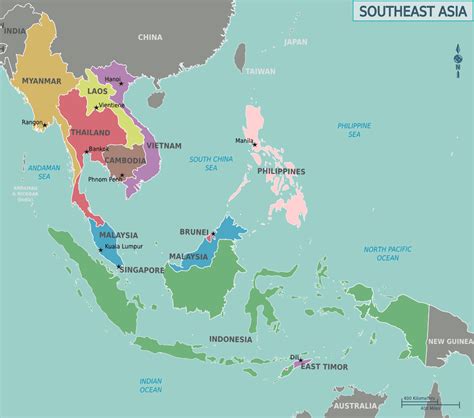 map  southeast asia region maps  asia regional political city