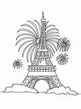 Eiffel Coloriage Torre Fete Nationale Feu Colorier Artifice Nouvel Bricolage Tableau Imprimé sketch template