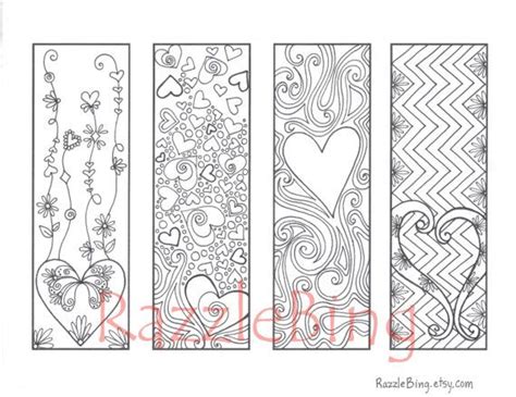 diy bookmark printable coloring page zentangle inspired etsy