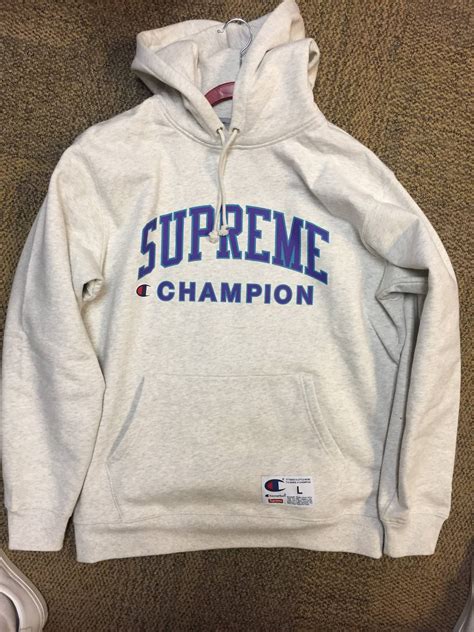supreme supreme champion hoodie ash gray grailed