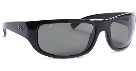 Ray Ban Polarized Wraparound Sunglasses In Black For Men