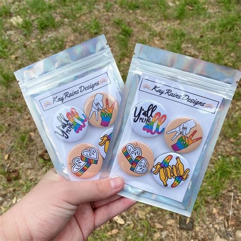 Pride Rainbow Button Pack Of 4 Same Sex Pins Bag Etsy