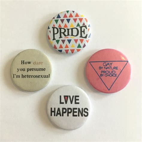 Set Of 4 Lgbt Gay Lesbian Pride Retro Style Badges Etsy
