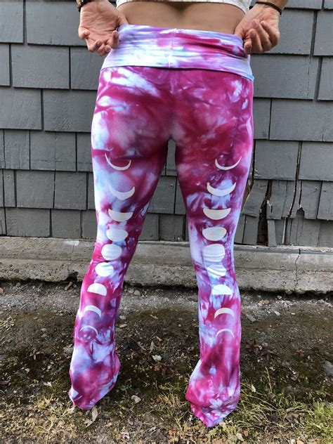 Hand Dyed Yoga Pants With The Moon Cycle Down The Back Of
