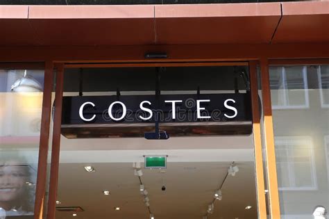 view  sign  logo lettering  costes fashion store  entrance editorial stock image