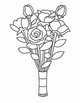 Bouquet Coloring Rose sketch template