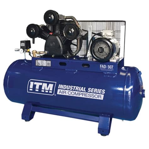 itm air compressor belt drive stationary  phase hp ltr fad  lmin austech austech