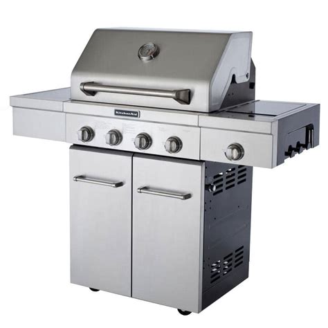 kitchenaid  burner propane gas grill  stainless steel  side burner  grill cover