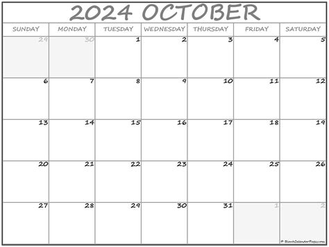 october  calendar  printable calendar