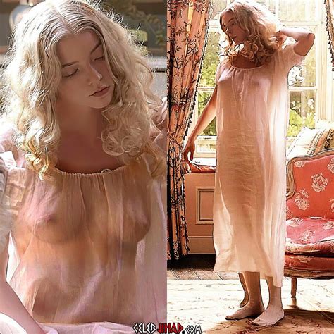 Anya Taylor Joy Nude Boobs In A See Through Gown Enhanced