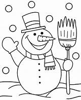 Snowman Sweeping Brush Coloring sketch template